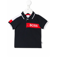 Boss Kids Camisa polo com estampa de logo - Azul