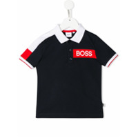 Boss Kids Camisa polo com estampa de logo - Azul