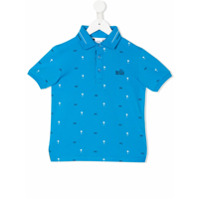 Boss Kids Camisa polo com estampa de palmeira - Azul