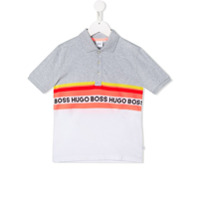Boss Kids Camisa polo com listras e logo - Branco