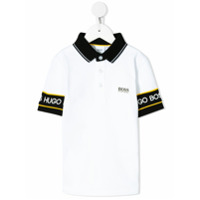 Boss Kids Camisa polo com logo nas mangas - Branco