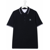 Boss Kids Camisa polo com patch de logo - Azul