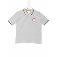 Boss Kids Camisa polo com patch de logo - Cinza
