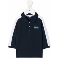 Boss Kids Camisa polo mangas longas com listras na lateral - Azul