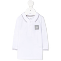 Boss Kids Camisa polo mangas longas com patch de logo - Branco