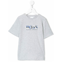 Boss Kids Camiseta camuflada com estampa de logo - Cinza