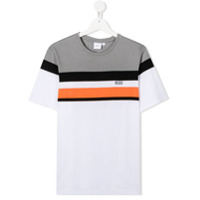 Boss Kids Camiseta color block de algodão - Branco