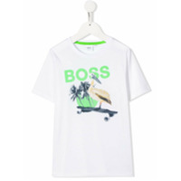 Boss Kids Camiseta com estampa de palmeira - Branco