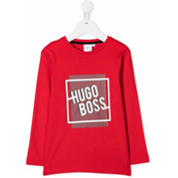 Boss Kids Camiseta de algodão com estampa de logo - Vermelho