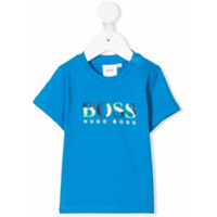 Boss Kids Camiseta decote careca com estampa de logo - Azul