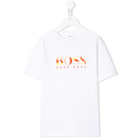 Boss Kids Camiseta decote careca com estampa do logo - Branco