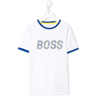 Boss Kids Camiseta decote careca com estampa do logo - Branco