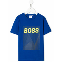 Boss Kids Camiseta decote careca com estampa geométrica - Azul