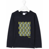 Boss Kids Camiseta mangas longas com estampa de logo - Azul