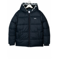 Boss Kids Casaco matelassê com estampa de logo - Azul