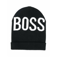 Boss Kids Gorro com logo contrastante - Preto