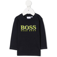 Boss Kids logo print long-sleeved top - Azul