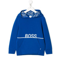 Boss Kids Moletom com capuz e estampa de logo - Azul