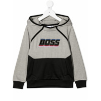 Boss Kids Moletom com capuz e estampa de logo - Cinza