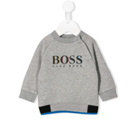 Boss Kids Moletom com estampa de logo - Cinza