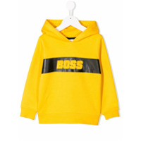 Boss Kids Moletom com estampa de logo e capuz - Amarelo