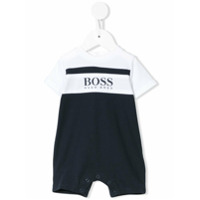 Boss Kids Short color block estampa de logo - Azul