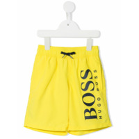 Boss Kids Short de natação com estampa de logo - Amarelo