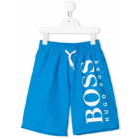 Boss Kids Short de natação com estampa de logo - Azul