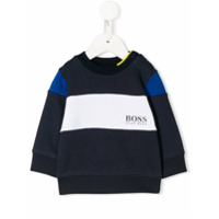 Boss Kids Suéter de tricô com recorte contrastante - Azul