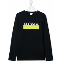 Boss Kids TEEN logo print long-sleeve top - Azul