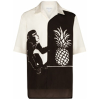 Bottega Veneta Camisa com estampa de macaco e abacaxi - Marrom