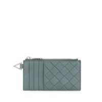 Bottega Veneta Carteira com zíper e padronagem trançada - Cinza