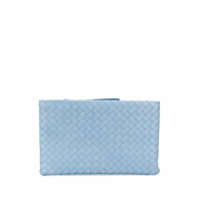 Bottega Veneta Clutch com zíper e trama Intrecciato - Azul