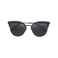 Bottega Veneta Eyewear Óculos de sol gatinho com trama intrecciato - Preto