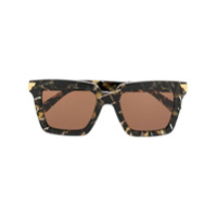 Bottega Veneta Eyewear Óculos de sol quadrado com efeito tartaruga - Marrom