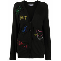 Boutique Moschino Cardigan com bordado - Preto