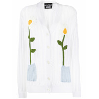 Boutique Moschino Cardigan de tricô com estampa floral - Branco