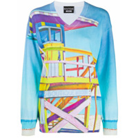 Boutique Moschino Suéter com estampa de praia - Azul