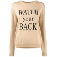 Boutique Moschino Suéter com slogan bordado - Marrom