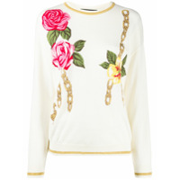 Boutique Moschino Suéter decote careca com estampa floral - Neutro