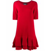 Boutique Moschino Vestido mangas curtas com babados - Vermelho