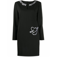 Boutique Moschino Vestido mini com logo bordado - Preto