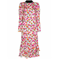 Brøgger Vestido midi Drew floral com amarração na gola - Rosa