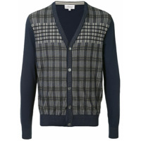 Brioni Cardigan xadrez com mangas longas - Azul