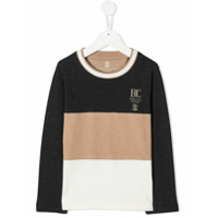 Brunello Cucinelli Kids Blusa color block com mangas longas - Cinza