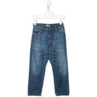Brunello Cucinelli Kids Calça jeans com efeito desbotado - Azul