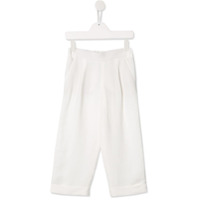 Brunello Cucinelli Kids Calça pantalona com barra dobrada - Branco