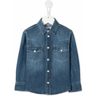 Brunello Cucinelli Kids Camisa jeans com abotoamento - Azul