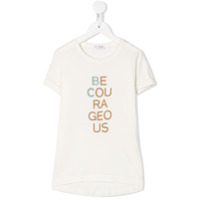 Brunello Cucinelli Kids Camiseta Be Courageous - Branco