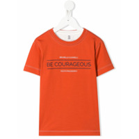 Brunello Cucinelli Kids Camiseta Be Courageous de algodão - Laranja